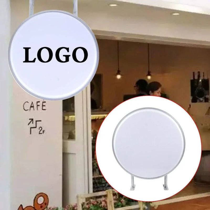 Enseigne drapeau lumineuse ronde double face 50 cm LED étanche IP67