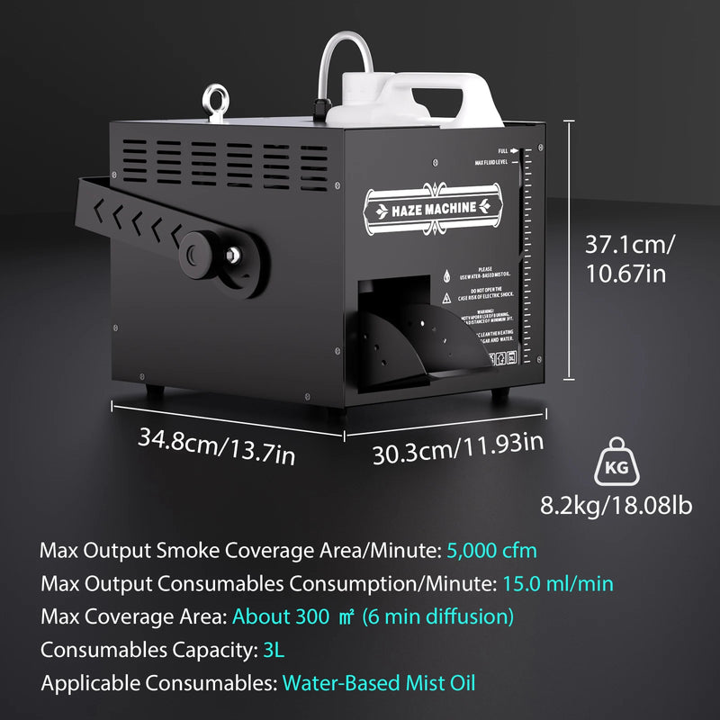 Machine à brouillard haze 1000 W – dimensions, poids de 8,2 kg et caractéristiques de diffusion