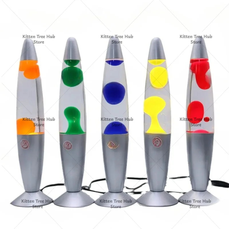 Lampe à lave géante 41 cm – cinq lampes à cire orange, verte, bleue, jaune et rouge