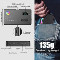 Lampe vidéo LED RGB de poche – vue 3