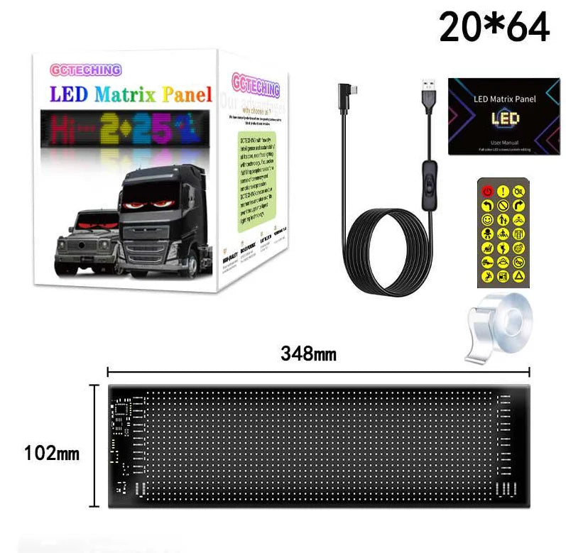 Panneau LED flexible programmable RGB de 27 à 176 cm, Bluetooth, USB