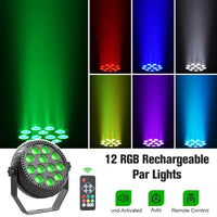 Mini PAR LED RGB rechargeable – 12 LED RGB, télécommande et modes sonore, automatique et télécommande