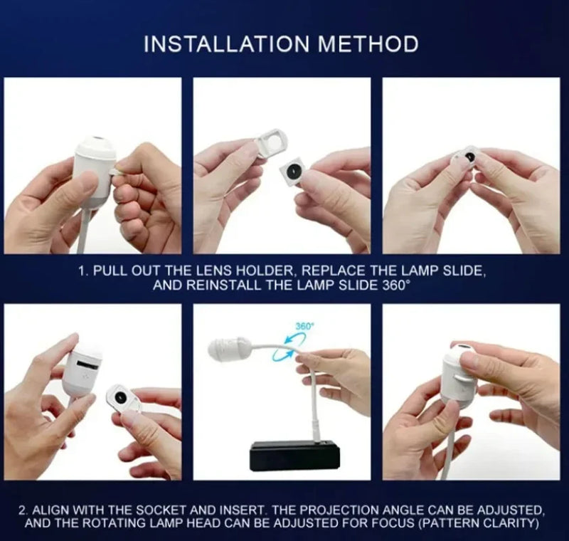 Projecteur ciel étoilé USB sur bras flexible, veilleuse, 1 à 24 films