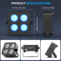 Lot de 4 uplights sans fil sur batterie 5200 mAh – dimensions du projecteur : 15,6 x 14,2 x 6,3 cm