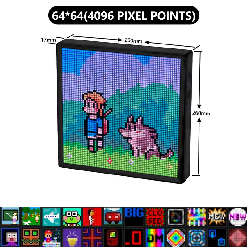 Cadre lumineux LED pixel art programmable avec application Bluetooth, 20 ou 26 cm