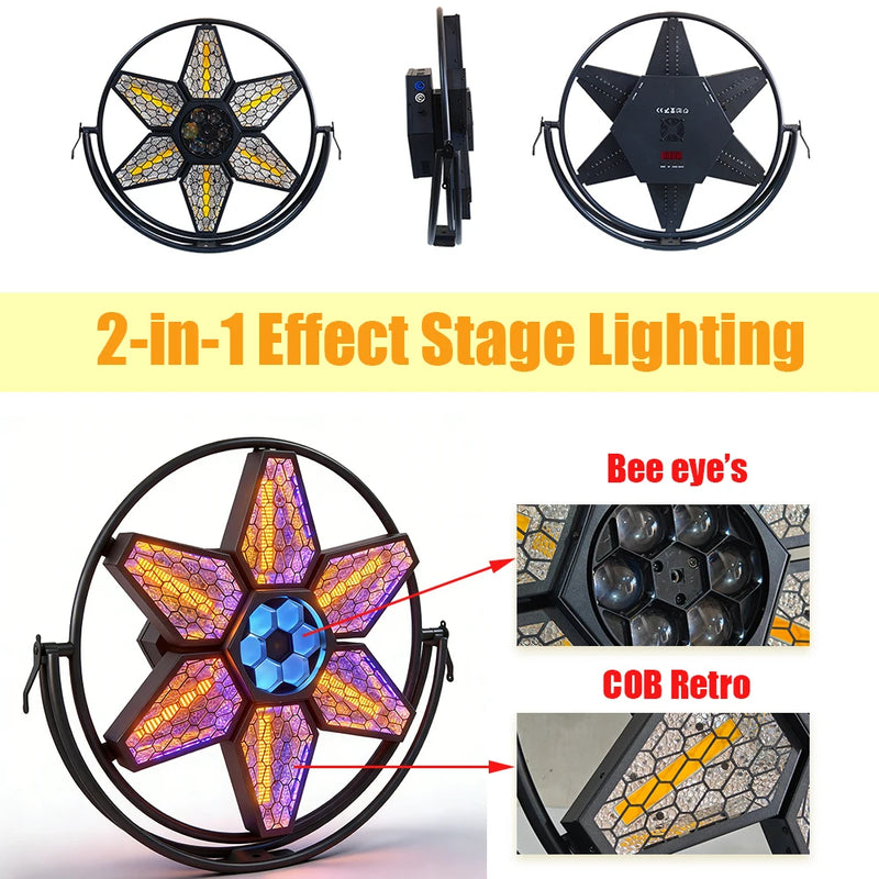 Projecteur vintage étoile – effet 2 en 1 œil d'abeille et COB rétro