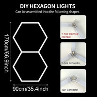 Éclairage LED hexagonal de garage – format de 2 hexagones de 90 x 170 cm