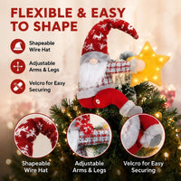 Cimier de sapin lumineux gnome – chapeau modelable, bras et jambes réglables à fermeture velcro
