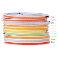 Ruban LED COB fin 3 ou 5 mm – les onze couleurs sur leurs rouleaux