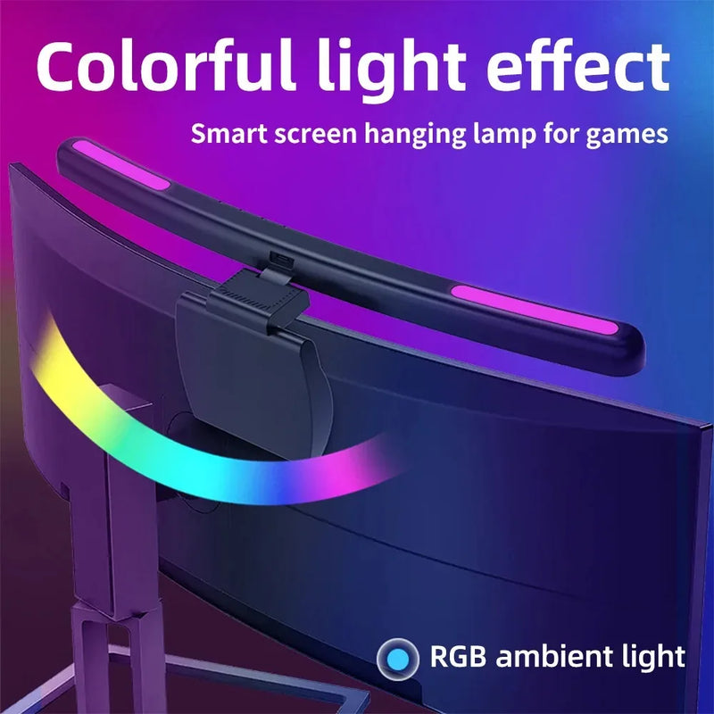 Barre lumineuse écran incurvée – effet lumineux coloré au-dessus d'un écran courbe