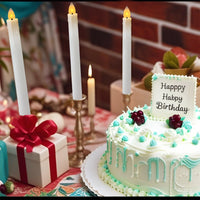 Bougies LED coniques rechargeables – bougies près d'un gâteau d'anniversaire