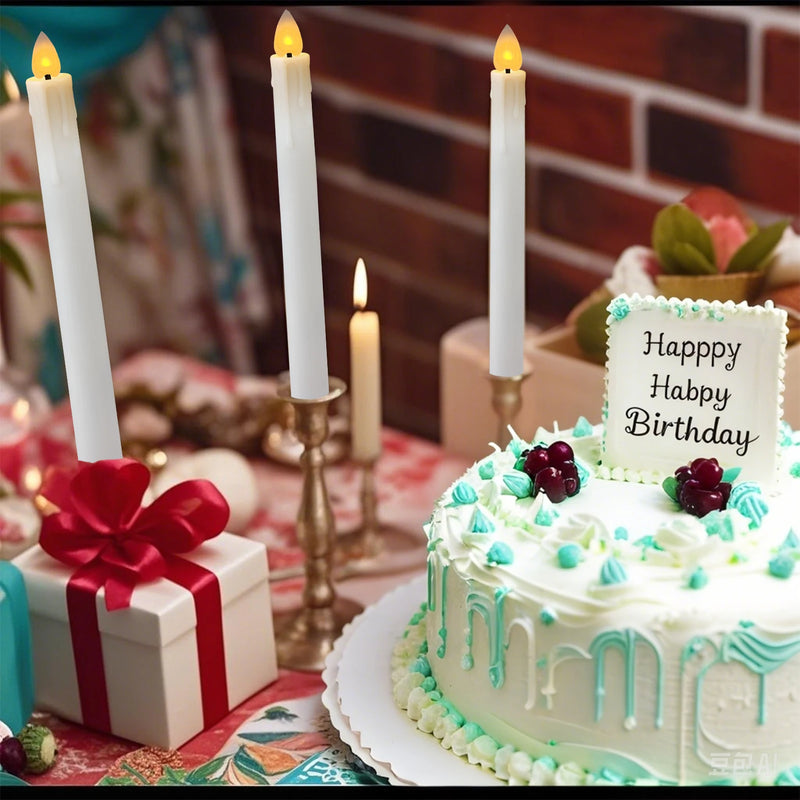 Bougies LED coniques rechargeables – bougies près d'un gâteau d'anniversaire