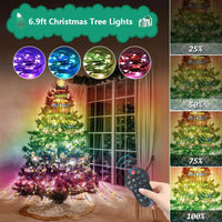 Guirlande de sapin cascade RGB – sapin décoré avec télécommande et niveaux de luminosité de 25 à 100 %