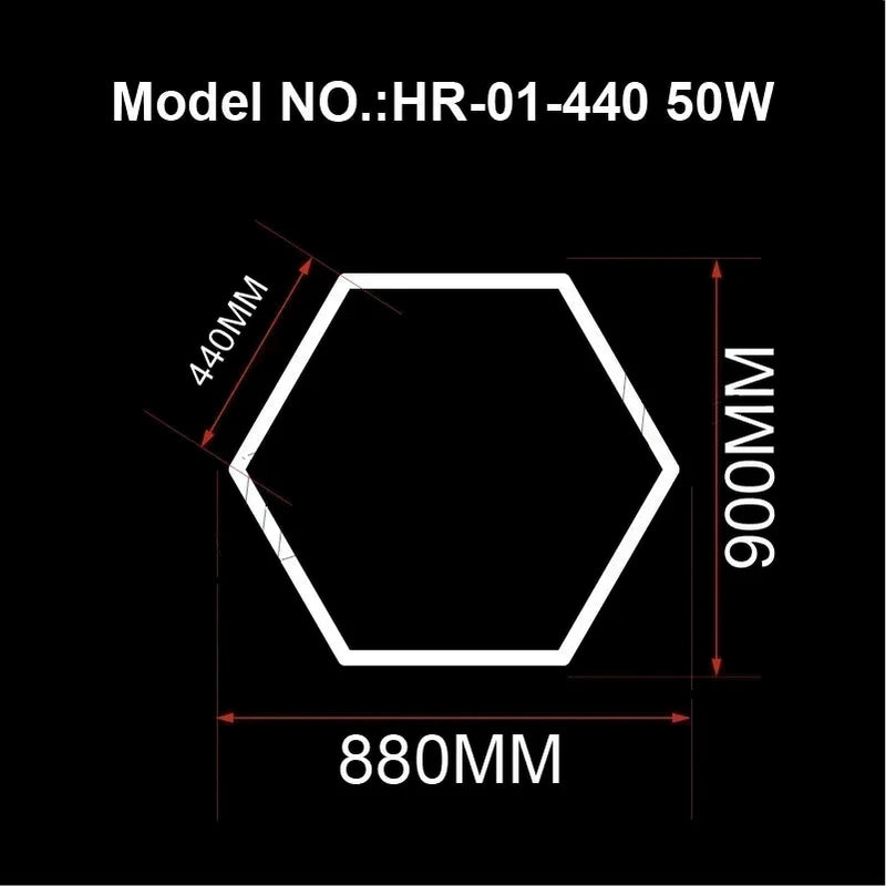 Éclairage LED hexagonal – schéma 1 hexagone, 88 x 90 cm