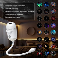 Mini projecteur d'étoiles galactiques USB – lampe dans une chambre avec la liste des fonctions et des films