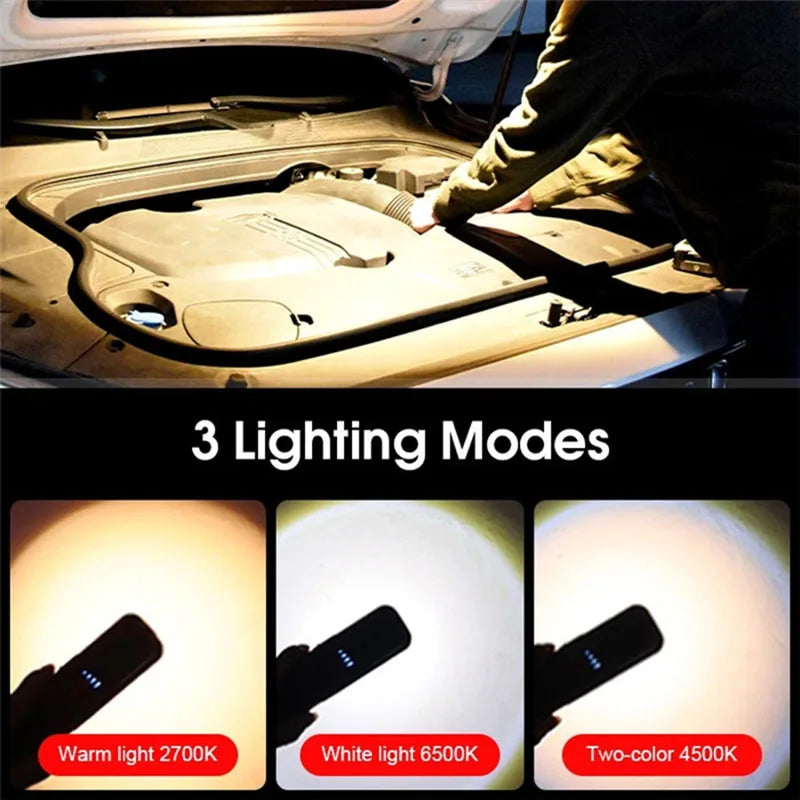 Lampe d'inspection LED rechargeable pour détailing auto, magnétique, 4 modes de lumière