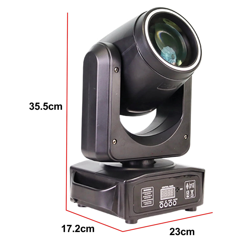 Lot de 4 lyres LED beam 200 W à anneau RGB – dimensions d'une lyre : 23 x 17,2 x 35,5 cm