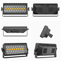 Projecteur vintage laveur de mur à 4 LED COB dorées et 36 LED RGB, DMX, à l'unité ou en lot