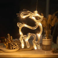 Décoration fenêtre Noël lumineuse à ventouse, 11 motifs, à piles