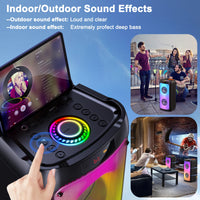 Enceinte lumineuse karaoké Bluetooth, 2 micros sans fil, lumières RGB
