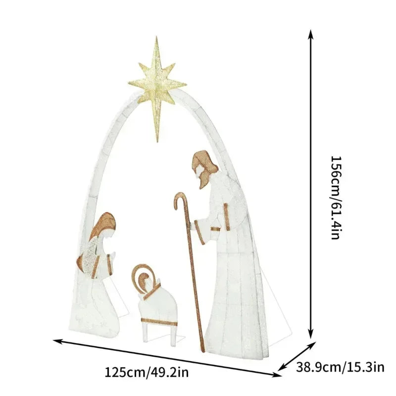 Crèche lumineuse – schéma des dimensions 156 x 125 x 38,9 cm