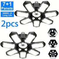 Ampoule LED de garage déformable 7+1 panneaux orientables, culot E26/E27