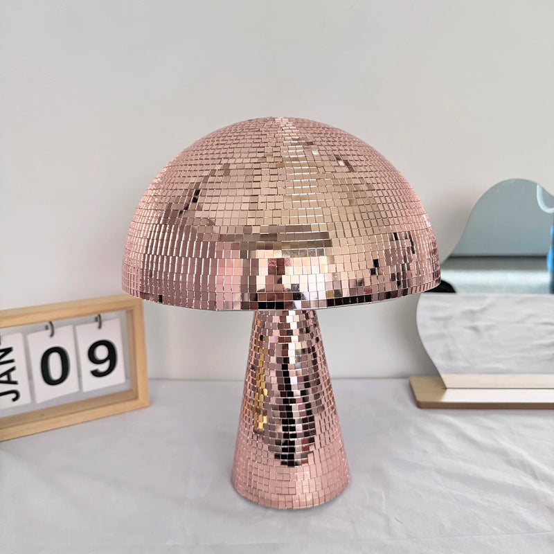 Boule à facettes déco champignon – coloris or rose