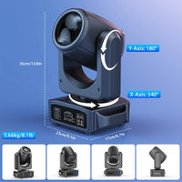 Lot de 2 lyres LED beam 150 W à anneau halo RGB, prisme 18 facettes