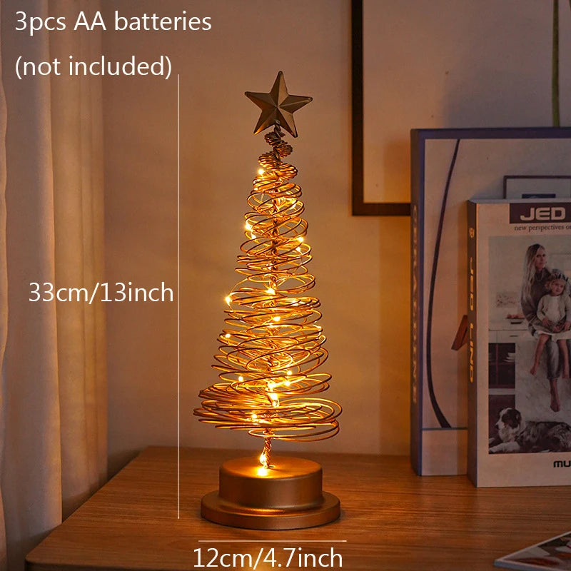 Sapin lumineux de table – version dorée, 33 cm de haut et socle de 12 cm