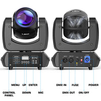 Lyre beam LED 120 W, lot de 2, 7 gobos, prisme à 18 facettes, DMX 12 canaux