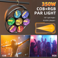 Projecteur vintage 350 W à 7 lentilles – 350 W COB et RGB, angle de lumière de 120° et durée de vie de 50 000 heures