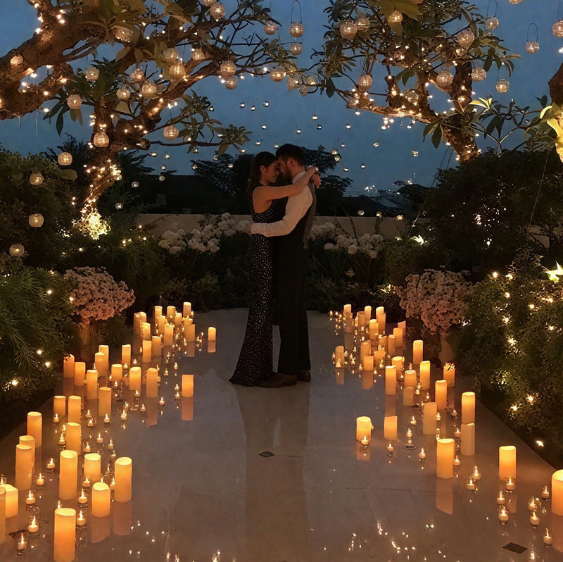 Bougies pilier LED ivoire – allée de bougies pilier pour une cérémonie de mariage