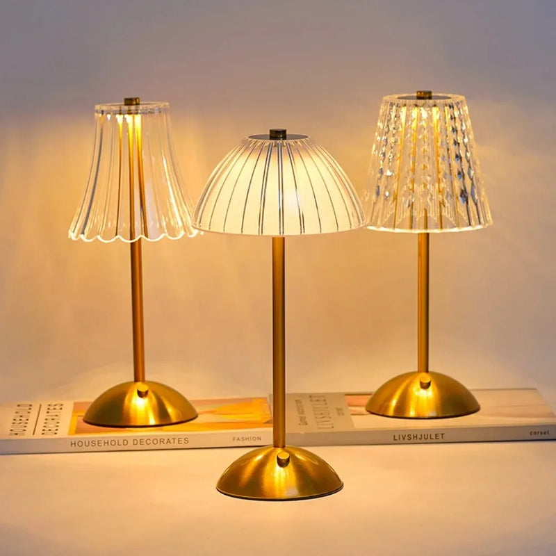 Lampe de table sans fil effet cristal, tactile, rechargeable, 30 cm