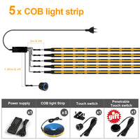 Ruban LED tasseau bois noir – kit avec cinq rubans, alimentation et interrupteur tactile