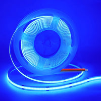 Bande LED COB ultra-fine – rouleau allumé en bleu