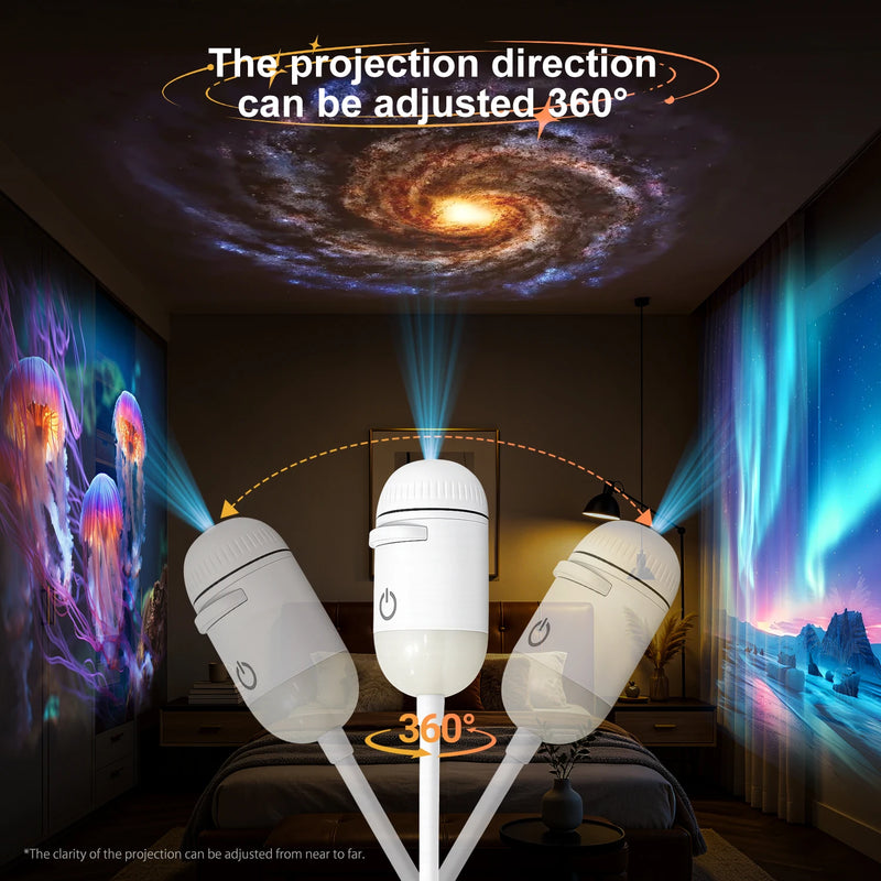 Mini projecteur d'étoiles galactiques USB – rotation à 360° de la projection sur plafond, murs et angles