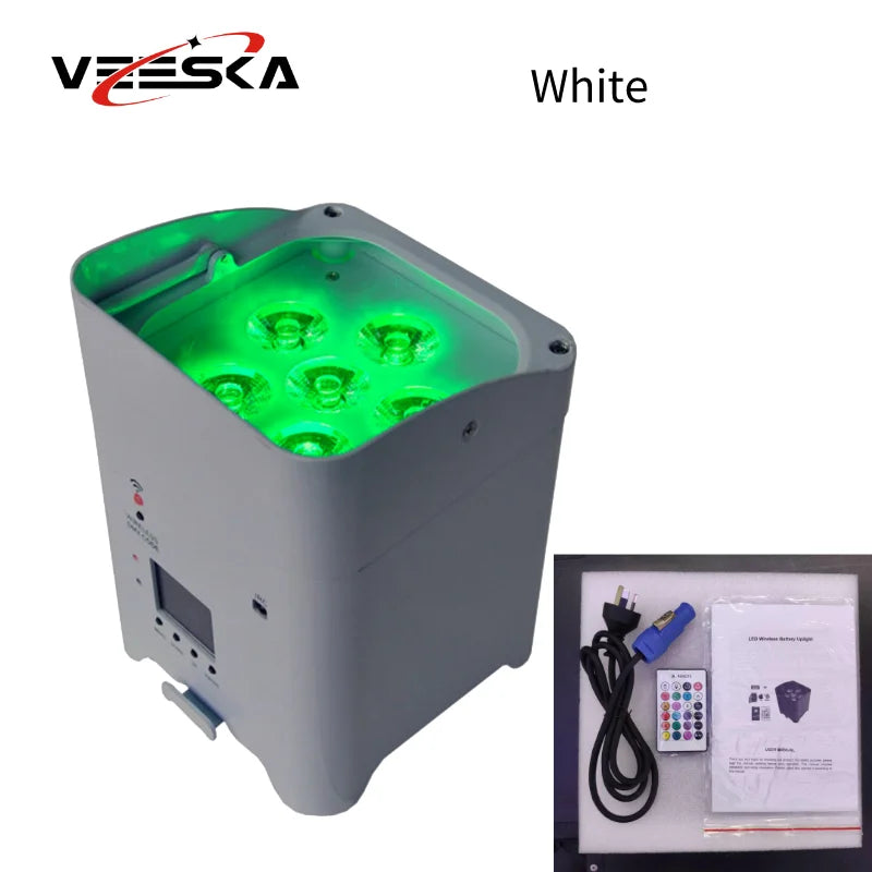 Uplight sans fil sur batterie 6 x 15 W RGBWA UV, DMX sans fil, application et télécommande