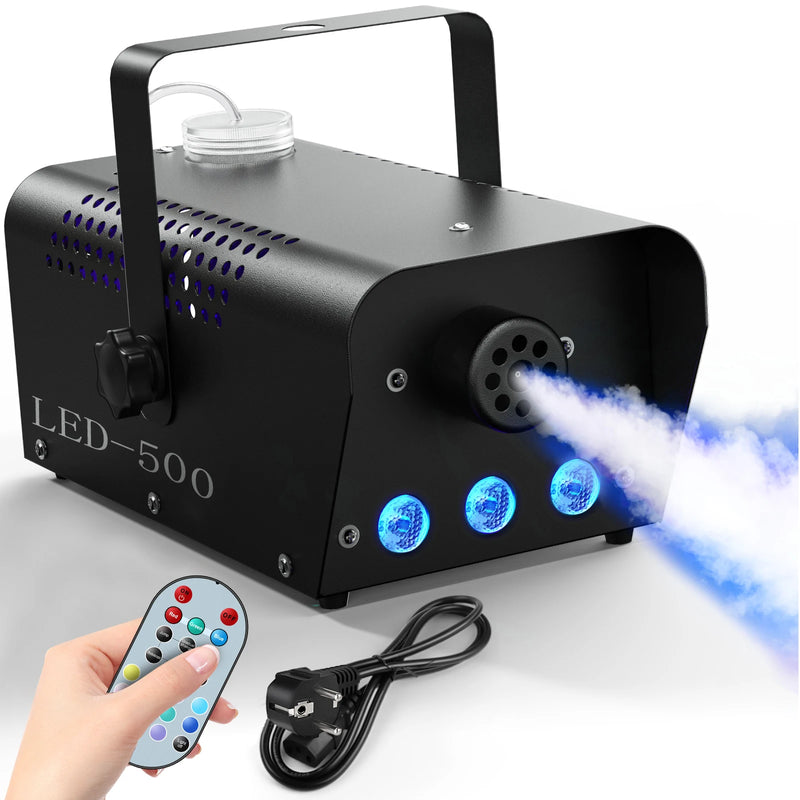 Machine à fumée 500 W à 3 LED RGB, télécommande sans fil et réservoir de 260 ml