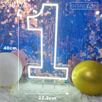 Néon LED chiffre d'anniversaire 40 cm, USB avec interrupteur