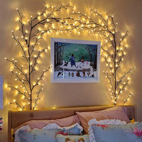 Guirlande de saule lumineuse murale, 2,3 m, 144 LED blanc chaud, branches flexibles