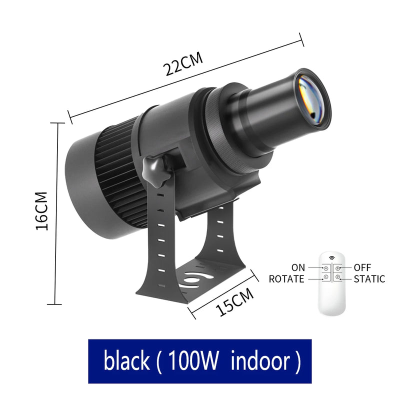Projecteur gobo personnalisé IP67 rotatif, noir ou blanc, 35 à 100 W