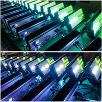 Stroboscope LED 200 W – face arrière et appareils allumés en vert