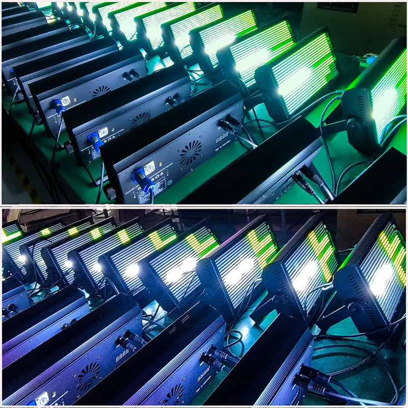 Stroboscope LED 200 W – face arrière et appareils allumés en vert