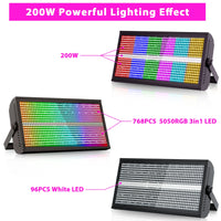 Stroboscope LED RGB et blanc 200 W DMX, lot de 4