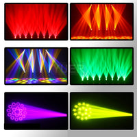 Lot de 12 lyres LED beam 200 W à anneau RGB – effets de faisceaux et de gobos colorés