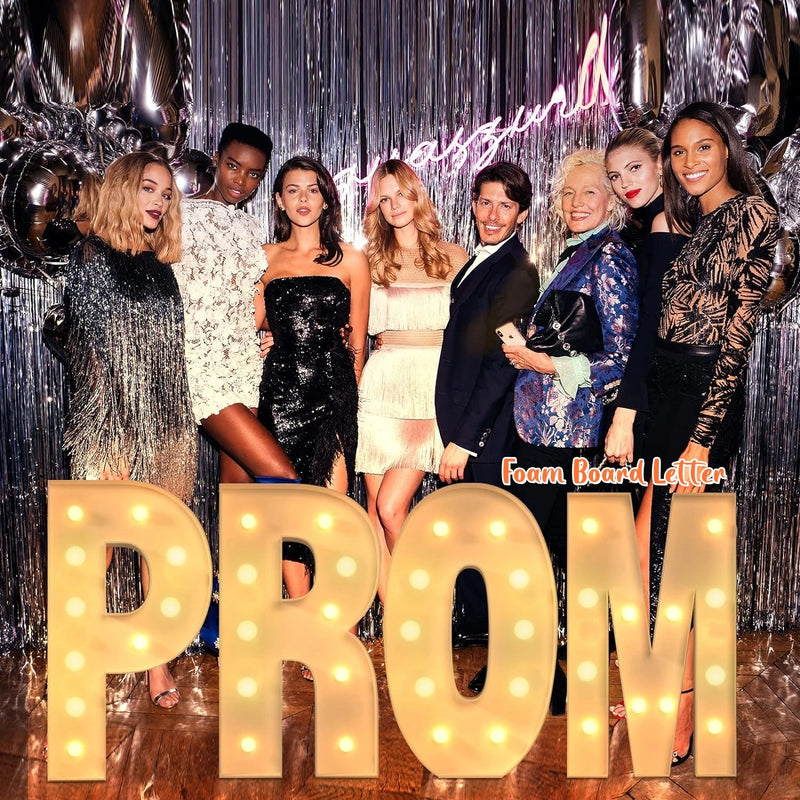 Lettre marquee 120 cm pour composer PROM, LOVE ou MARRY ME, ampoules blanc chaud