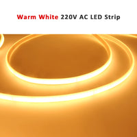 Ruban LED COB 220 V en silicone – ruban blanc chaud en boucle