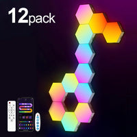Panneau LED hexagonal mural RGB, application, télécommande, lot de 8 à 20