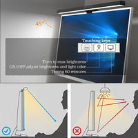 Barre lumineuse écran PC 18 à 50 cm – variation continue et choix de la teinte : blanc, blanc chaud et jaune