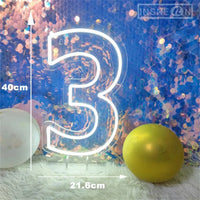 Néon LED chiffre d'anniversaire 40 cm, USB avec interrupteur